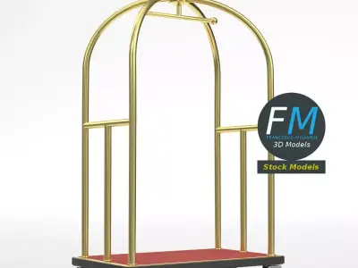 Hotel luggage cart 2 3D model