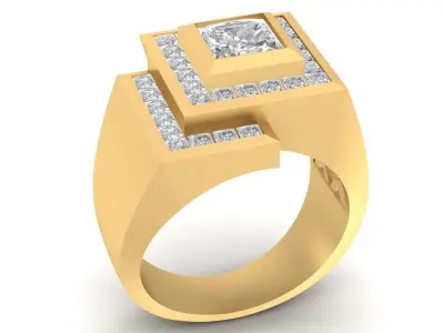Geometric Square Diamond Men Ring 3D Model for Jewelry  2740 3D print model