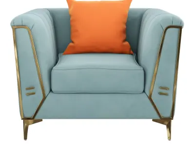 Homary-Modern Luxury Upholstered Leath-aire Accent Chair 3D model