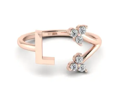 Jewelry Alphabet Ring L with Diamonds  3D print model