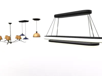 Modern Lighting Kit Low Poly Chandelier Lamp Set Interior Props Low-poly 3D model