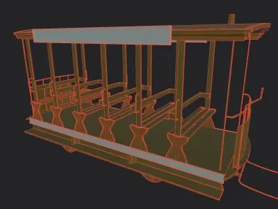  horse drawn cart Low-poly 3D model