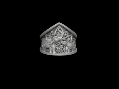 Elephant Mandala Ring 3D print model