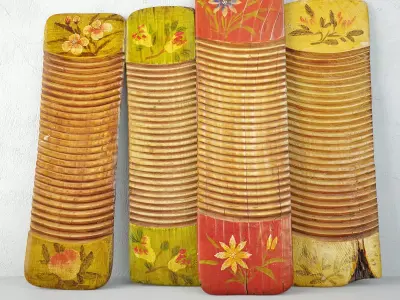 Vintage Painted Chinese Washboards 3D model