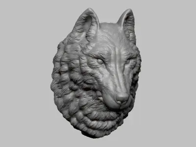 Wolf Head Sculpture 3D print model