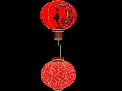 Chinese red lantern Low-poly 3D model