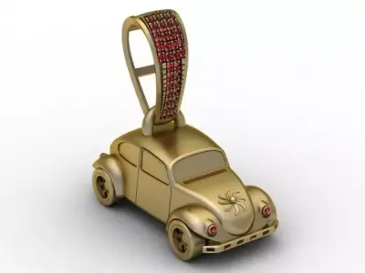  Golden Car Pendant 3D Printable Model 3D print model