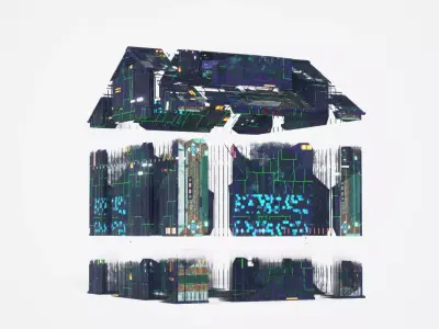 Exterior Sci-Fi House Tech Cube Futuristic Building 3D model