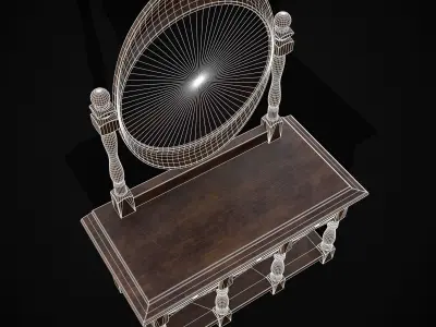 Wooden Vanity Set Low-poly 3D model