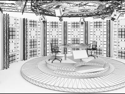 Virtual TV Studio Chat Set 17 3D model