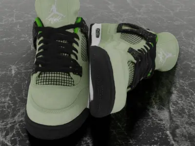 JORDAN 4 RETRO TRAVIS SCOTT 3D SHOES - GREEN Low-poly 3D model