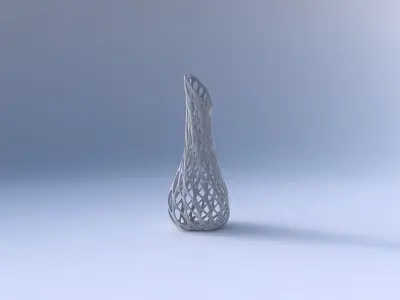 Vase twisted top bent hexagon 2 with bubble grid lattice 3D print model