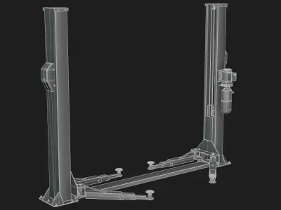 Realistic Worn Two Post Car Lift Low-poly 3D model