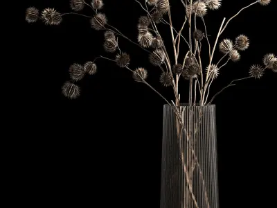 Bouquet Of Dried Flowers From Thorn And branches 3D model