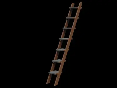 7-Step walnut Ladder Low-poly 3D model