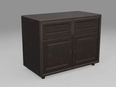 Old cupboards and drawers Low-poly 3D model