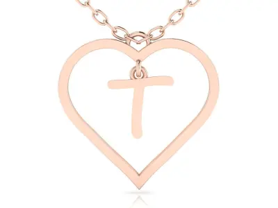 Jewelry Heart Alphabet Pendant T 3D print model