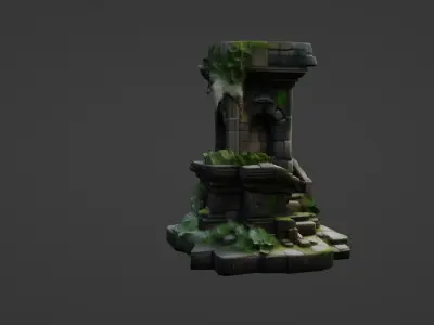 Ancient Crumbling Watchtower Ruin 3D model