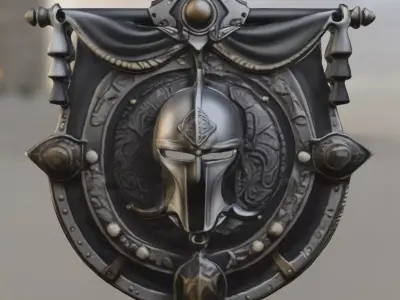 Medieval Warrior Wall Emblem Low-poly 3D model