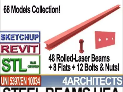 Steel Wide Flange Beams HEA Collection Revit STL Printable 3D print model