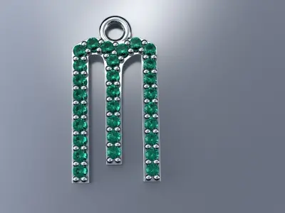 Diamond m Pendant Gold Silver Platinum Luxury Jewelry 3D print model