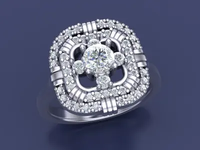 Elegance Diamond Ring CAD Design 3D print model