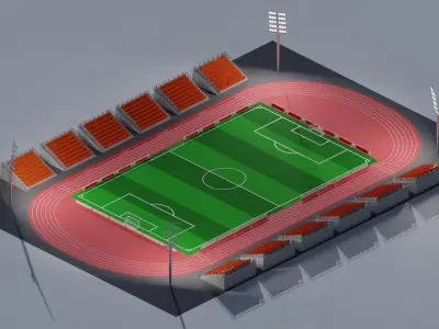 Football soccer stadium seat Low-poly 3D model