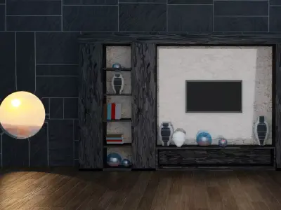 TV WALL INTERIOR  Low-poly 3D model