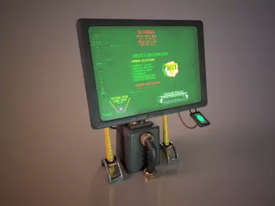 Sci-fi  Cyberpunk Taxi order point terminal  Low-poly 3D model