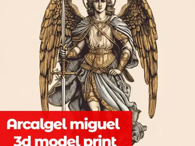 Divine Archangel Michael Warrior Sculpture 3d Model Print SLT  3D print model