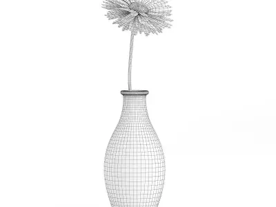 Small Purple Flower in Blue Vase 3D model