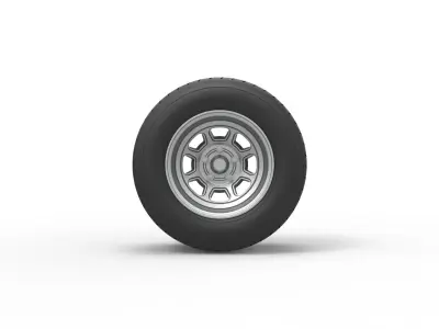 Wheel of Vintage Dirt race car V2 Scale 1 to 25 3D print model