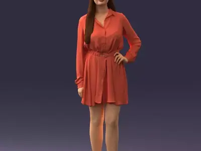 000275 Beautiful Female Model in Red Dress 0628 3dp 3D print model