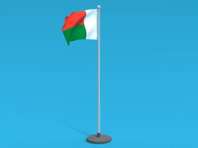 Low Poly Seamless Animated Madagascar Flag Low-poly 3D model