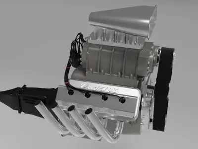 High detail HEMI V8 Engine 3D model
