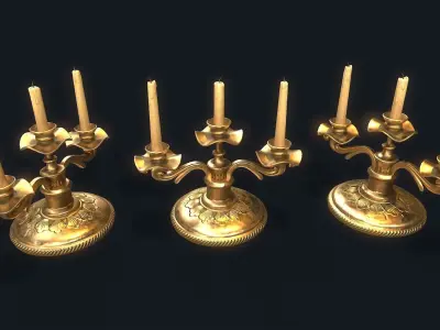 Medieval Candlestick 6 Low-poly 3D model