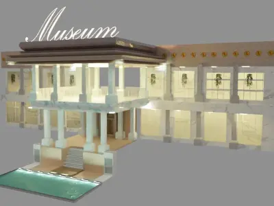 Museum modern Low-poly 3D model