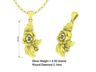 Rose Silver Pendant Design 3D print model