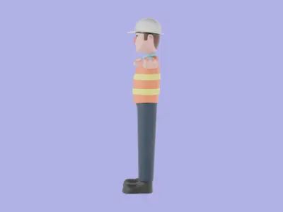 Stylized 3D Male Architect Character - Cartoon Builder Man 3D model