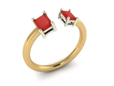 half ring with red stone 324 3D print model