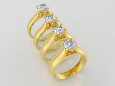 Round 0-75-CT 4 Shank width Sizes Quarter Round 3D Model Pack