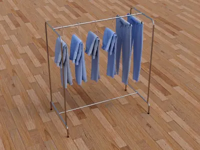 Textured Hanged jeans Rack 3D model