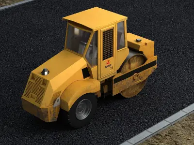 Construction municipal vehicles road rollers construction 3D model