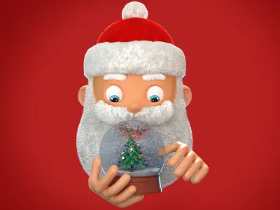 Animated Santa and Snow Globe  Low-poly 3D model