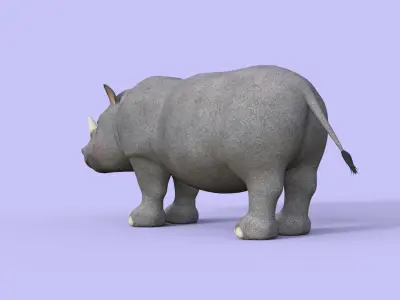 Cartoon Rhino Rigged 3D model