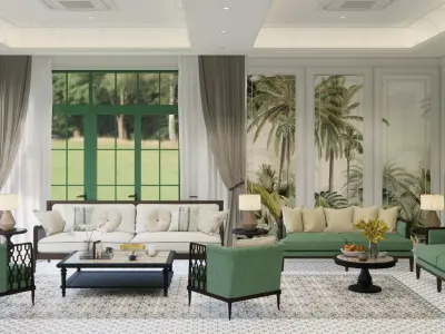 Indochine villa interior 3D model