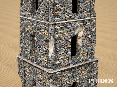 Ancient ruins tower low poly Low-poly 3D model