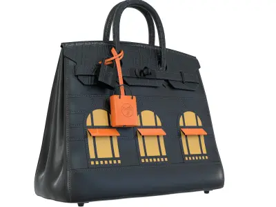 Hermes Birkin Faubourg Bag Black Low-poly 3D model