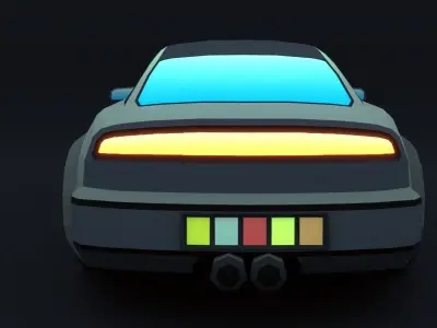 Cartoon Car Futuristic Speeder Low-poly 3D model