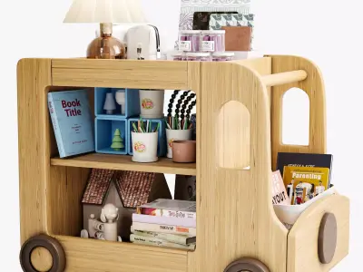 Children car with toys and books 3D model